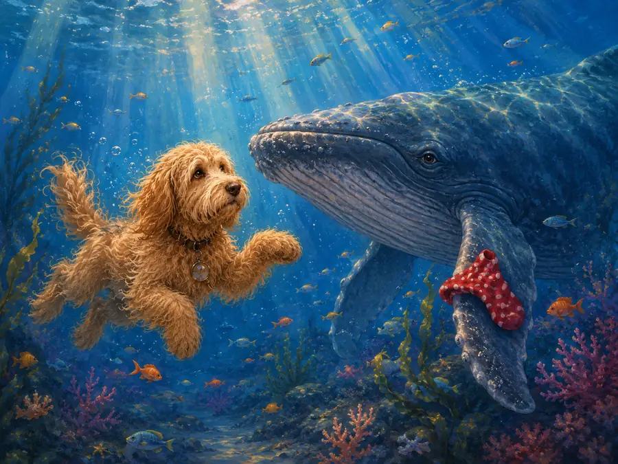Koa meeting a whale underwater